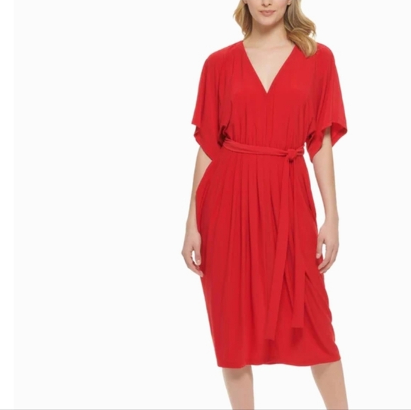 Tommy Hilfiger Dresses & Skirts - TOMMY HILFIGERMATTE JERSEY PLEATED MIDI DRESS